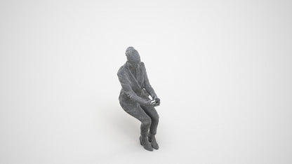 3D scanned woman business, photorealistic archviz people for Enscape and SketchUp, wireframe three-quarter view