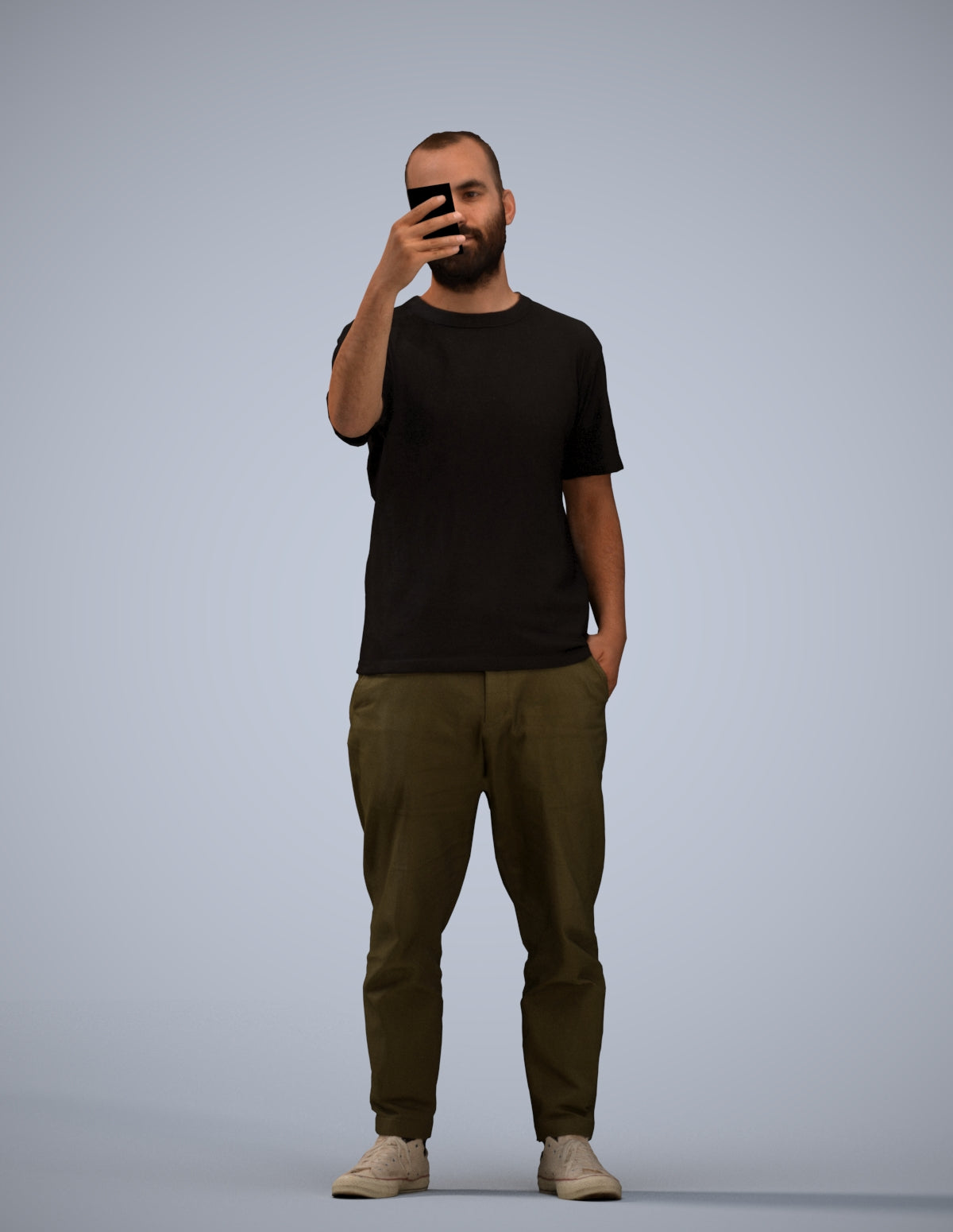 3D people model man casual standing, scanned human for 3ds Max rendering