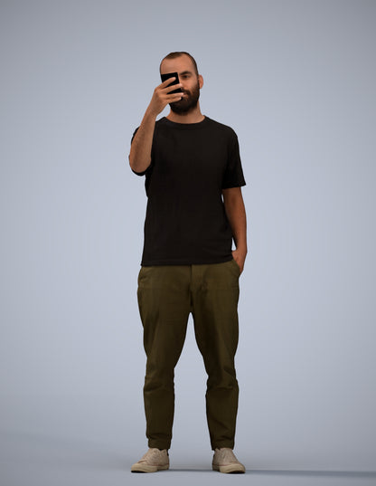 3D people model man casual standing, scanned human for 3ds Max rendering