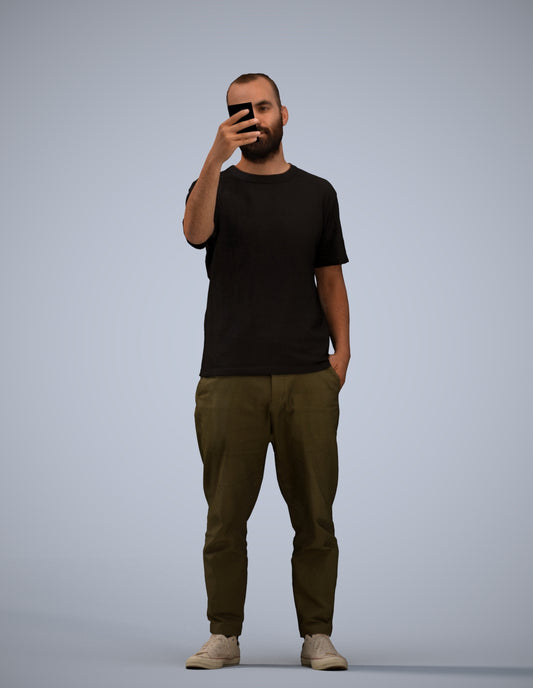 3D people model man casual standing, scanned human for 3ds Max rendering