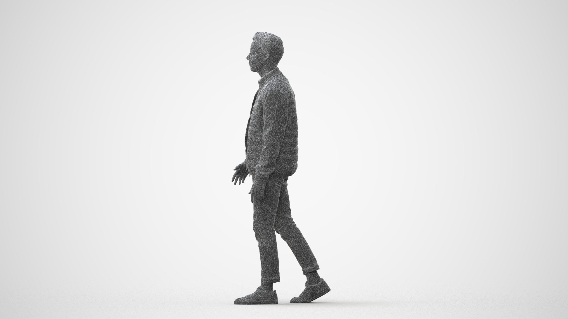 photogrammetry 3D man casual walking, realistic human model archviz FBX, square thumbnail