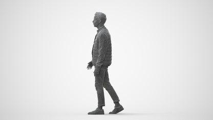 photogrammetry 3D man casual walking, realistic human model archviz FBX, square thumbnail