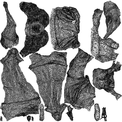 scanned 3D woman casual standing, photogrammetry people for Enscape and V-Ray, wireframe top-down view
