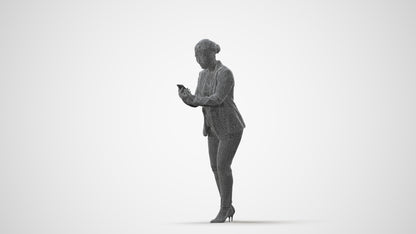 realistic 3D human woman business standing, archviz people FBX OBJ for Blender, square thumbnail