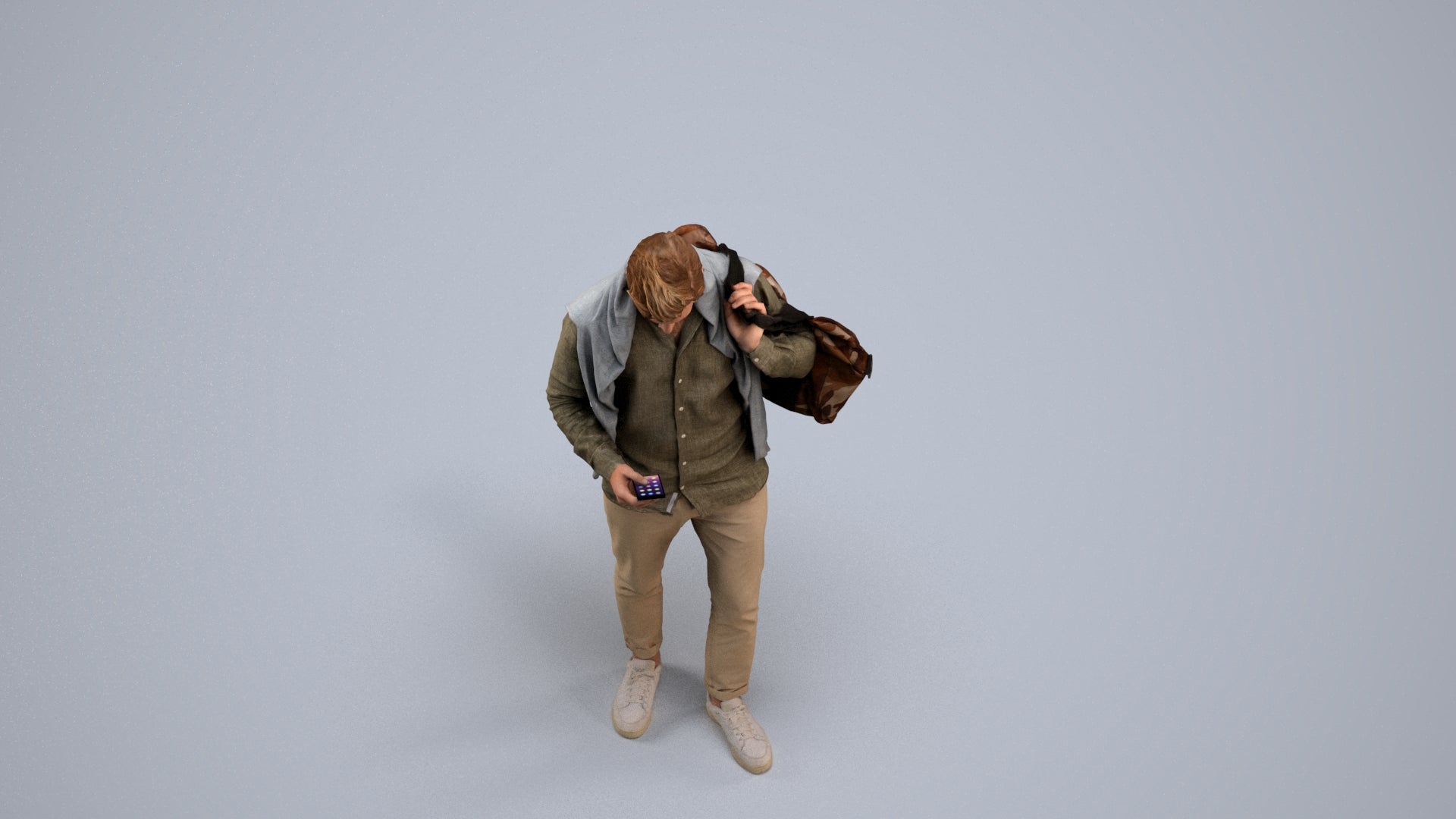 realistic 3D people man casual walking, render-ready for V-Ray and Corona, FBX OBJ, back view render