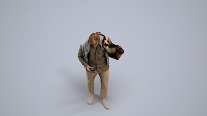 realistic 3D people man casual walking, render-ready for V-Ray and Corona, FBX OBJ, back view render
