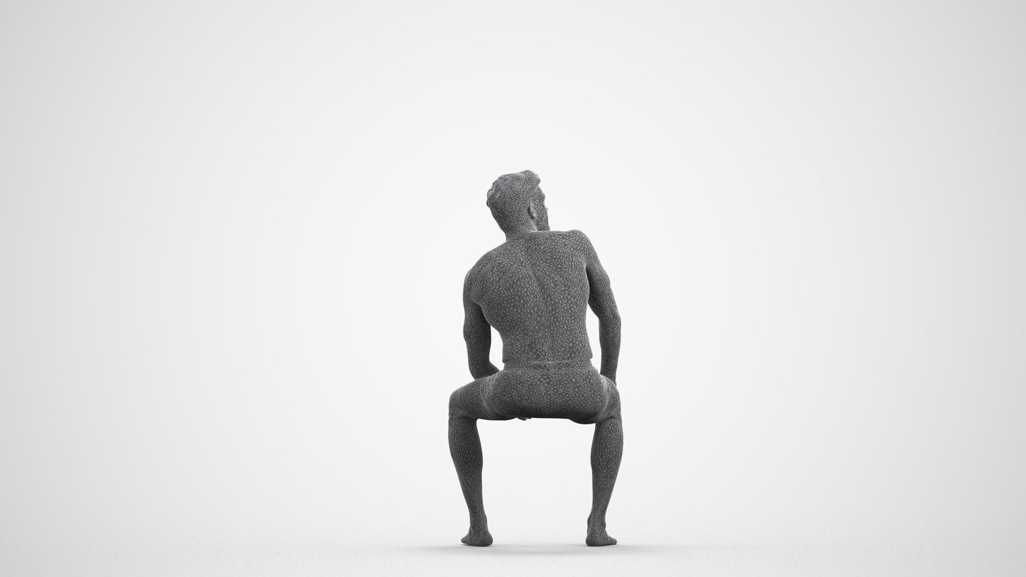 realistic 3D people man pool, render-ready for V-Ray and Corona, FBX OBJ, wireframe front view