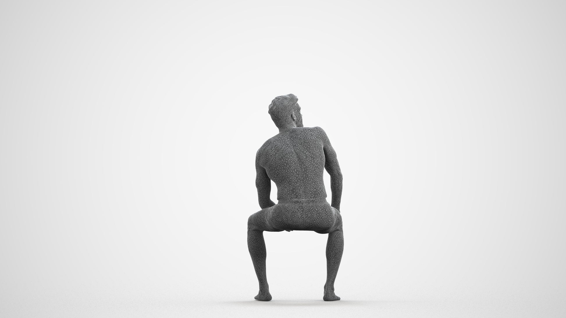 realistic 3D people man pool, render-ready for V-Ray and Corona, FBX OBJ, wireframe front view
