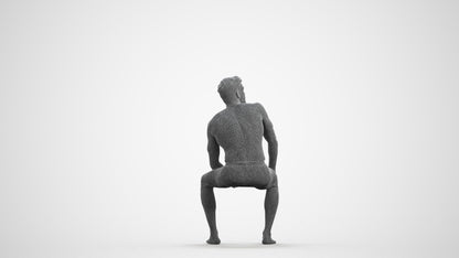 realistic 3D people man pool, render-ready for V-Ray and Corona, FBX OBJ, wireframe front view