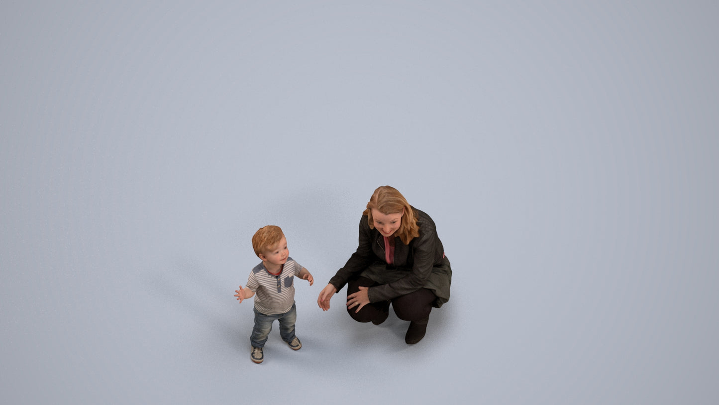 scanned 3D girl casual kids, photogrammetry people for Enscape and V-Ray, back view render