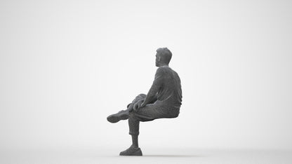 3D people model man casual sitting, scanned human for 3ds Max rendering, square thumbnail