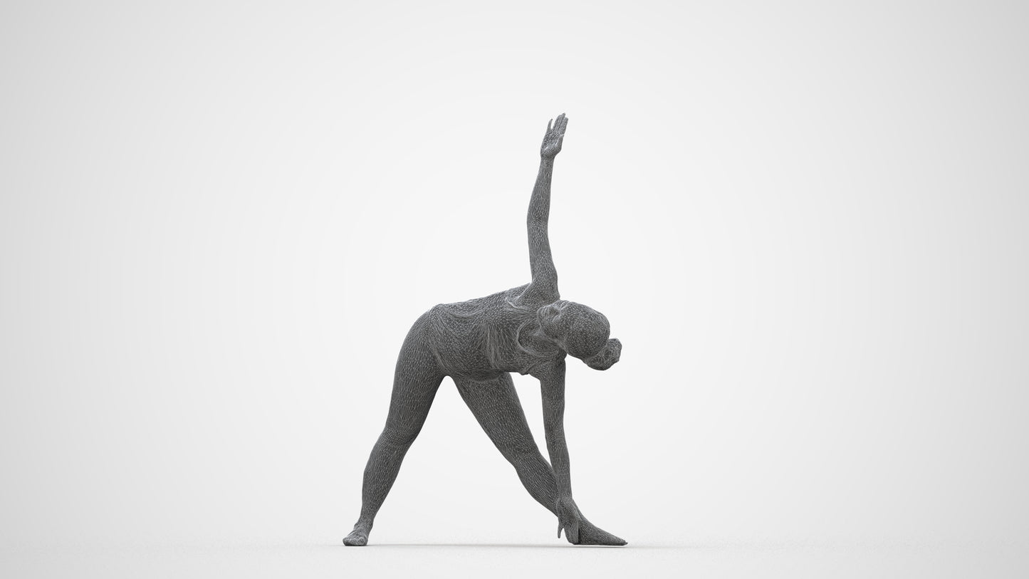 realistic 3D human woman sport, archviz people FBX OBJ for Blender, wireframe back view
