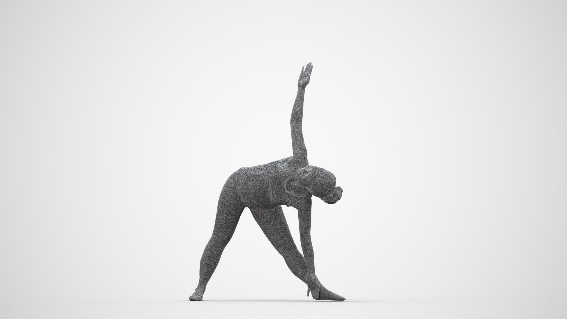 realistic 3D human woman sport, archviz people FBX OBJ for Blender, wireframe back view