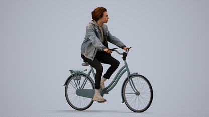 realistic 3D man casual cycling, scanned archviz people for Blender and 3ds Max, side view render