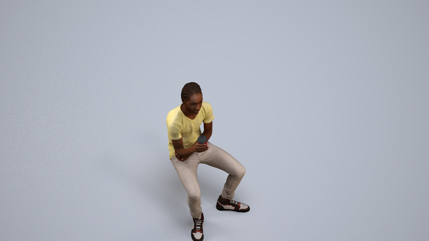 3D human model boy casual kids, photogrammetry scanned person for archviz, back view render