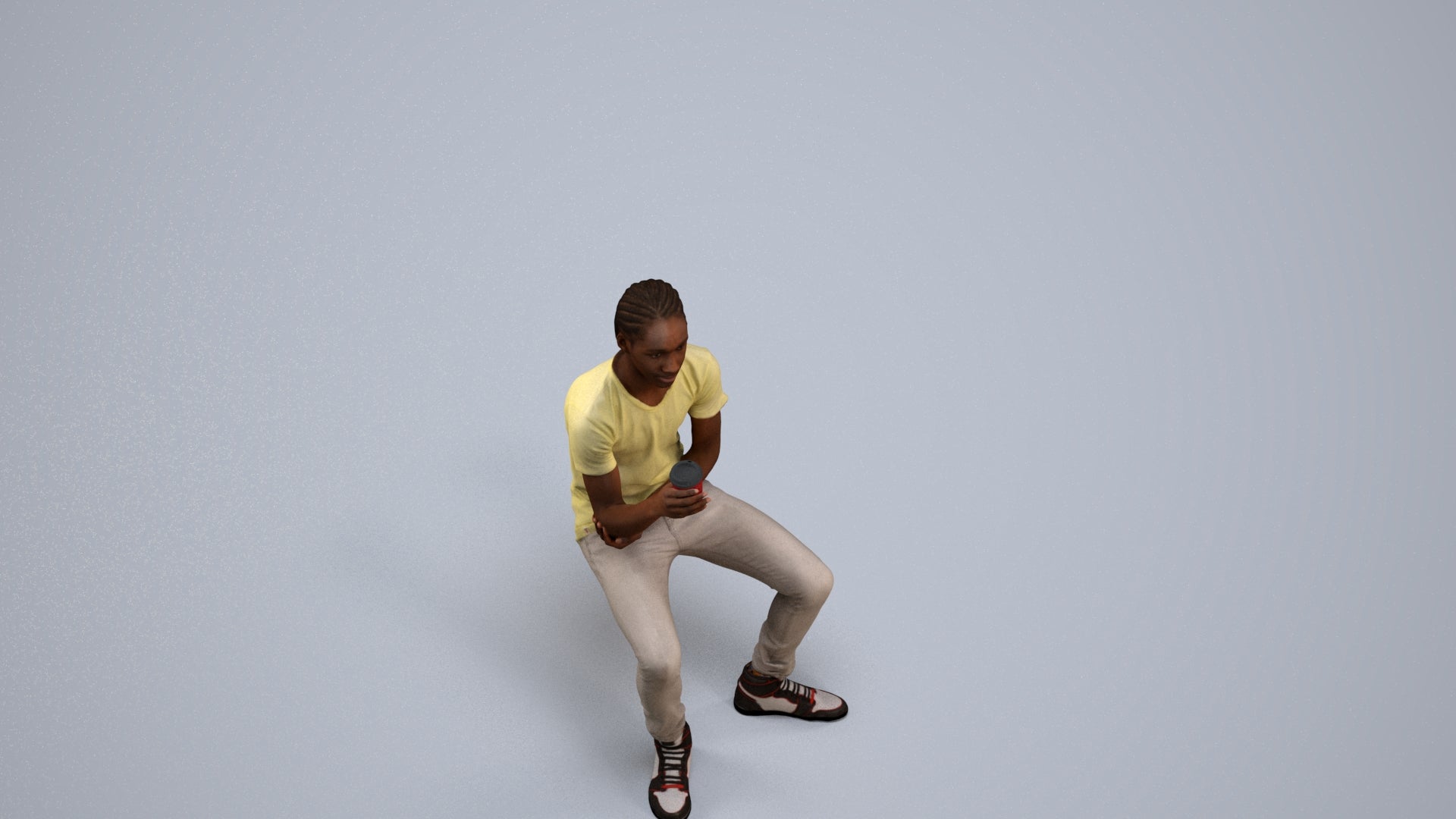 3D human model boy casual kids, photogrammetry scanned person for archviz, back view render