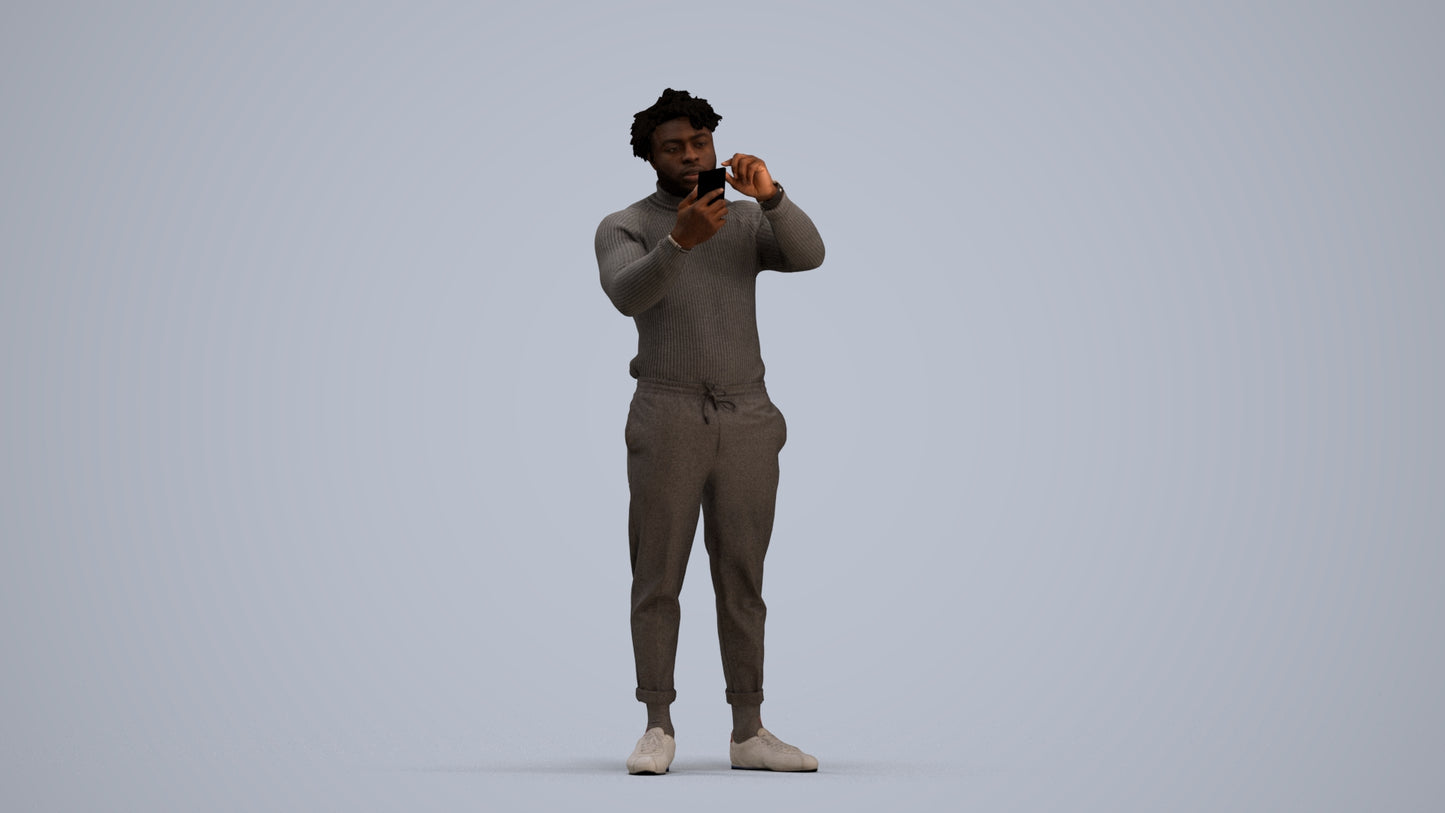 photogrammetry 3D man casual standing, realistic human model archviz FBX, standing pose render
