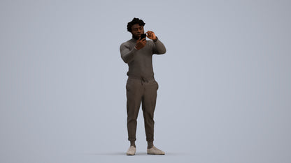 photogrammetry 3D man casual standing, realistic human model archviz FBX, standing pose render