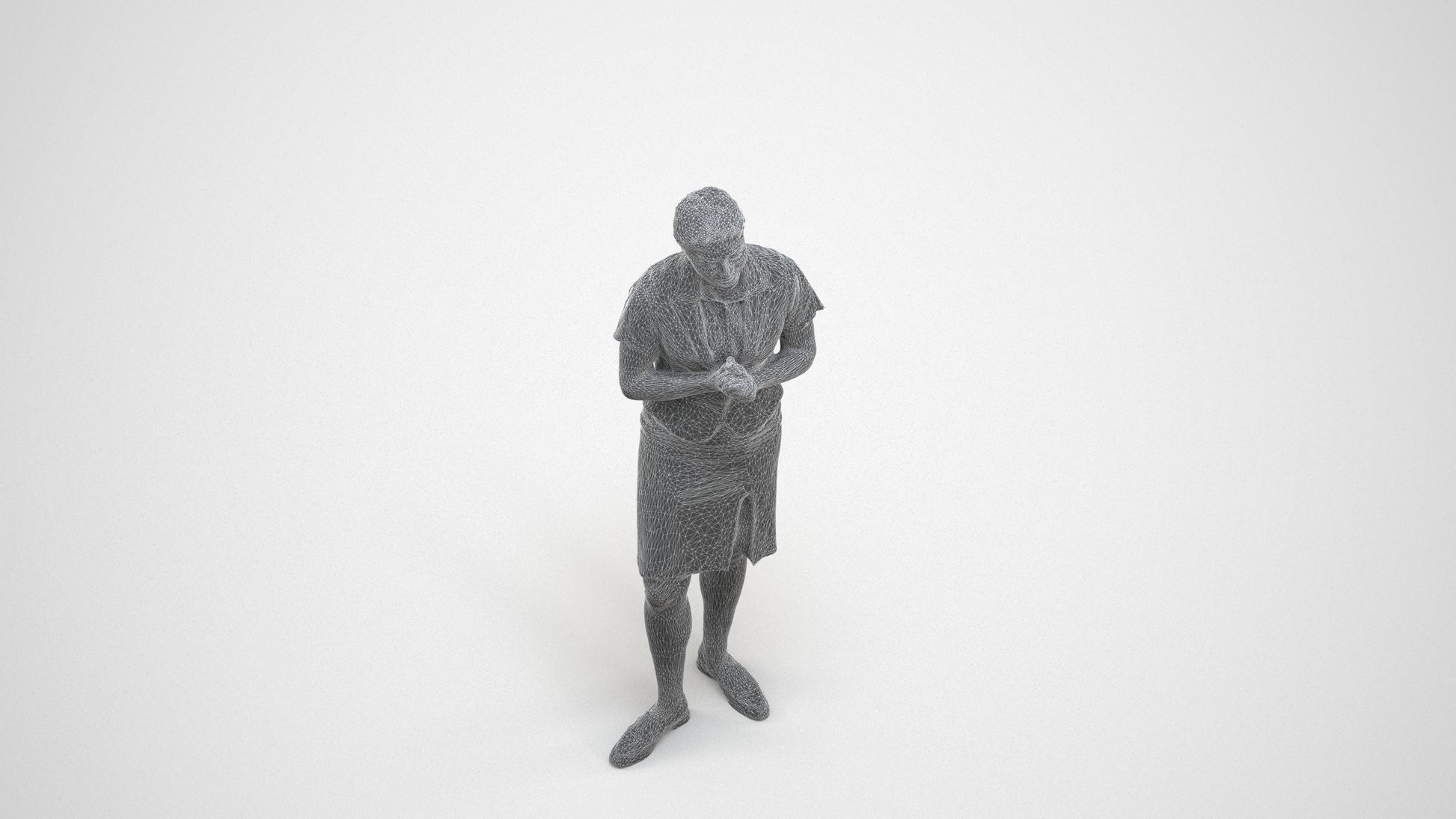 realistic 3D people woman hospitality, render-ready for V-Ray and Corona, FBX OBJ, wireframe three-quarter view