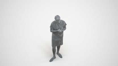 realistic 3D people woman hospitality, render-ready for V-Ray and Corona, FBX OBJ, wireframe three-quarter view