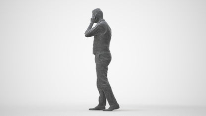 3D human model man business walking, photogrammetry scanned person for archviz, square thumbnail