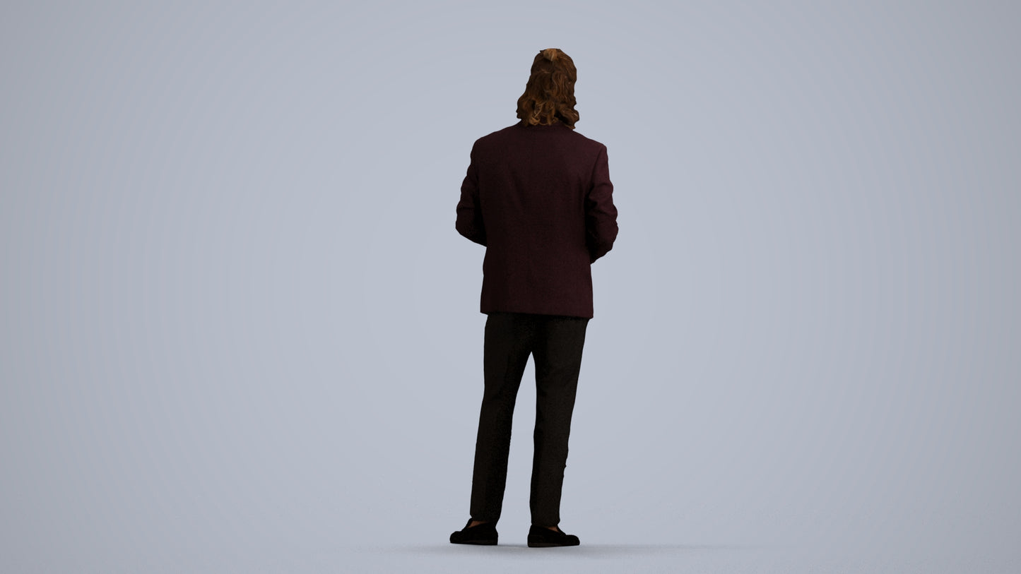 photogrammetry 3D man formal formalaffairs, realistic human model archviz FBX, front view render