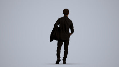 photogrammetry 3D man casual walking, realistic human model archviz FBX, front view render