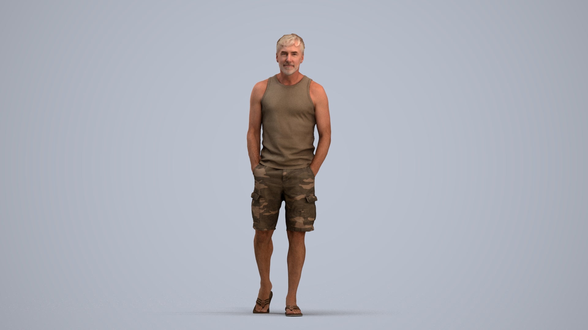 3D human model man casual walking, photogrammetry scanned person for archviz, standing pose render
