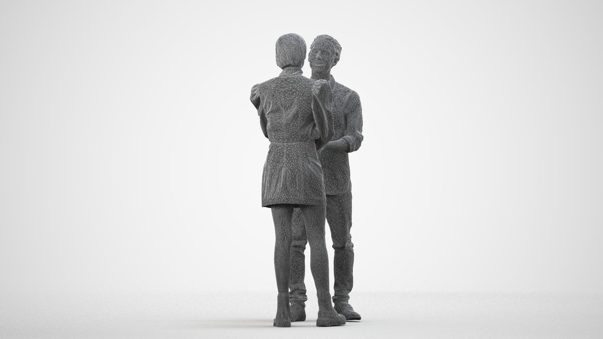 realistic 3D people woman business, render-ready for V-Ray and Corona, FBX OBJ, wireframe side view