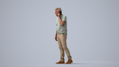 realistic 3D human senior man casual walking, archviz people FBX OBJ for Blender, three-quarter view render