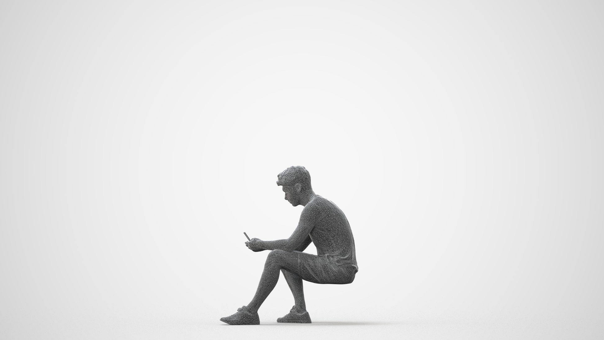 realistic 3D human man casual sitting, archviz people FBX OBJ for Blender, square thumbnail