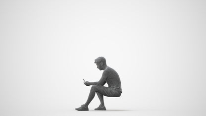 realistic 3D human man casual sitting, archviz people FBX OBJ for Blender, square thumbnail