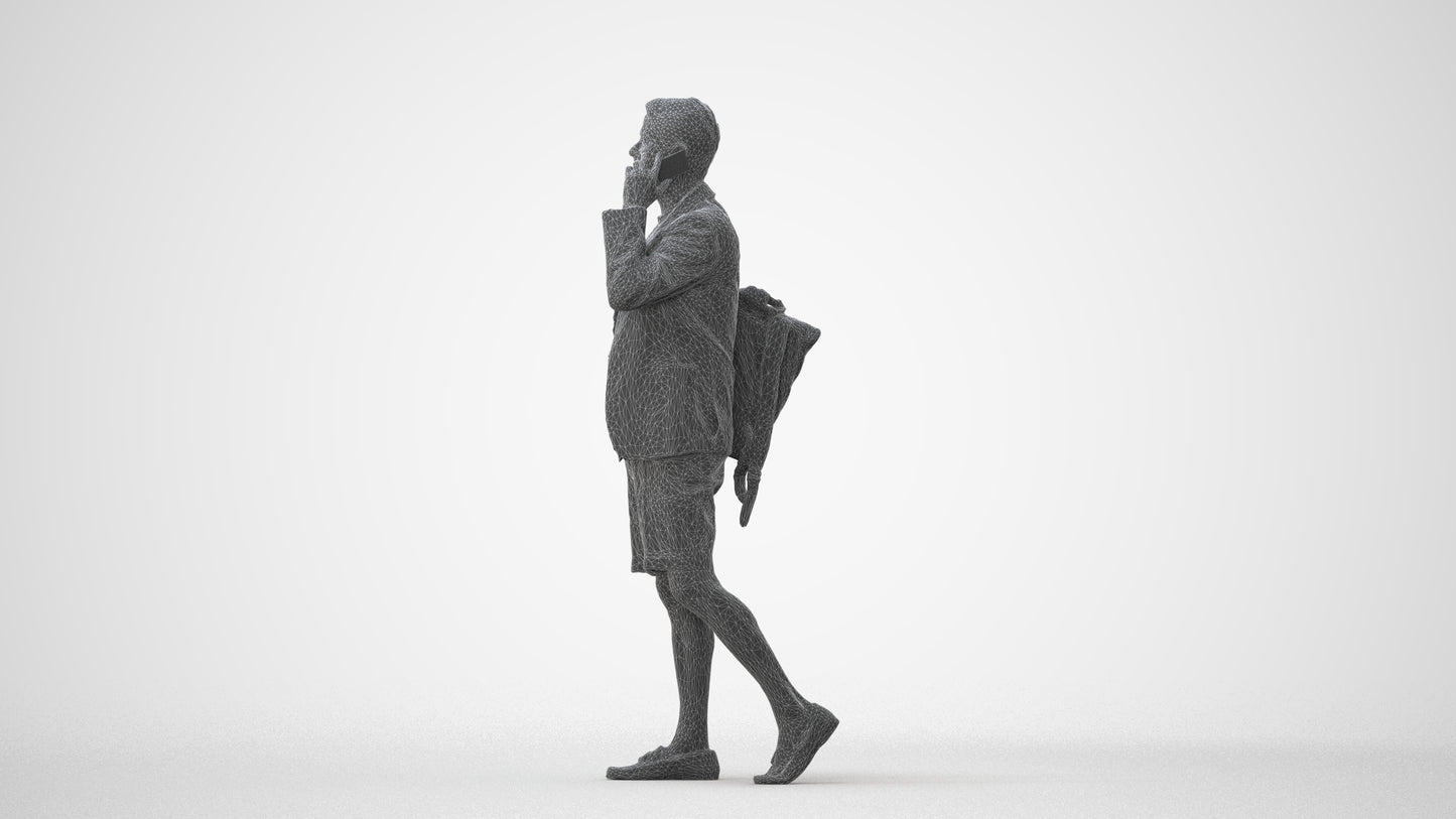 3D human model man business walking, photogrammetry scanned person for archviz, square thumbnail