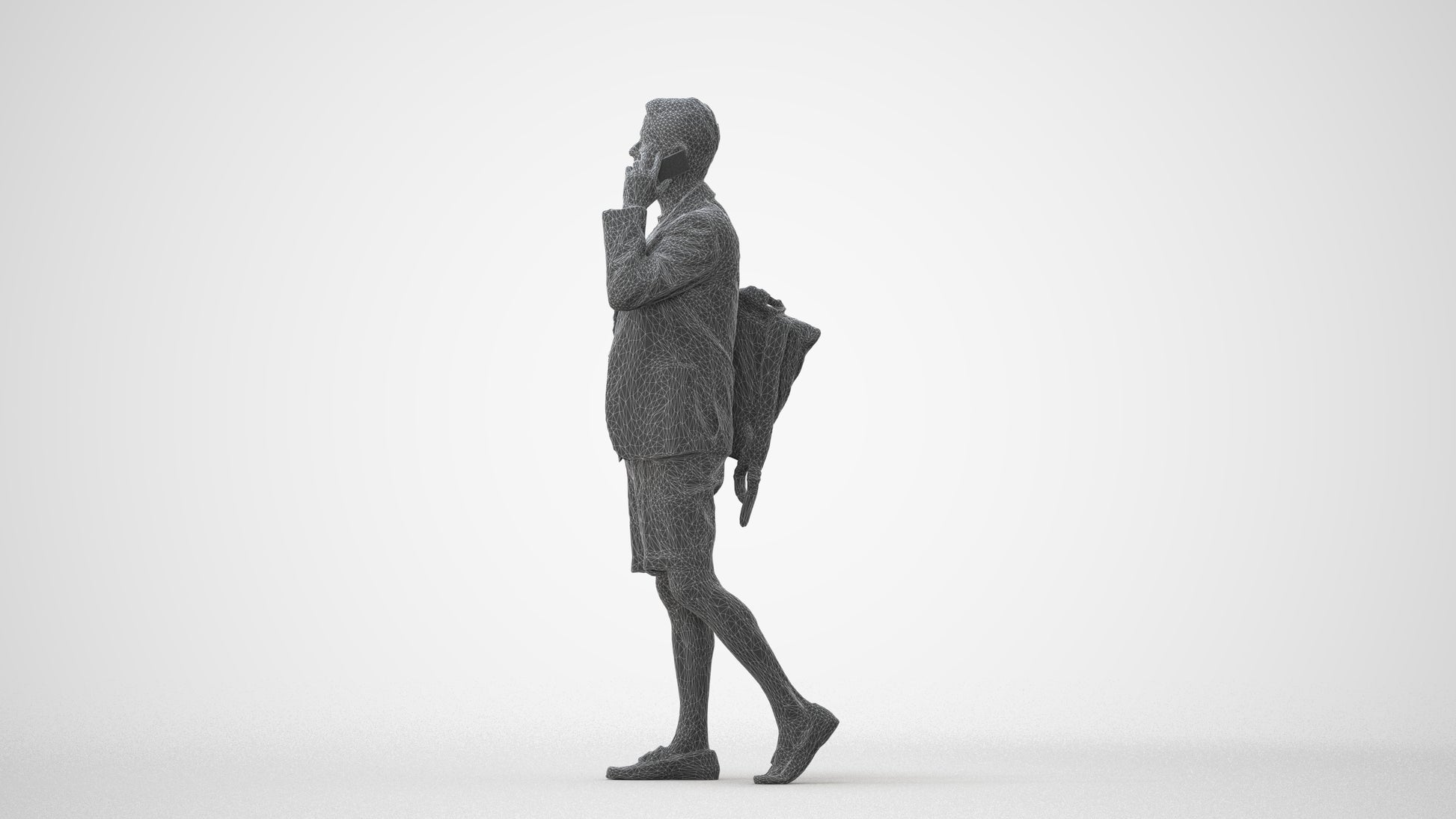 3D human model man business walking, photogrammetry scanned person for archviz, square thumbnail