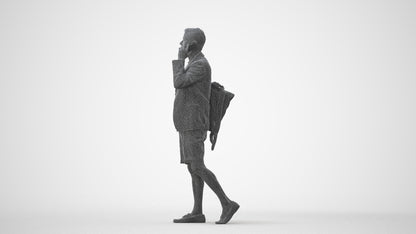 3D human model man business walking, photogrammetry scanned person for archviz, square thumbnail