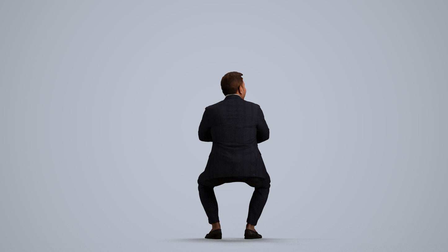realistic 3D man business, scanned archviz people for Blender and 3ds Max, front view render