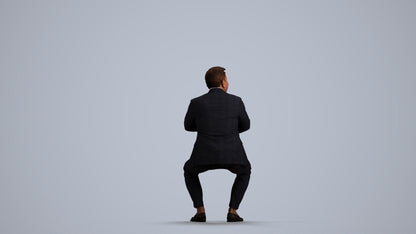 realistic 3D man business, scanned archviz people for Blender and 3ds Max, front view render