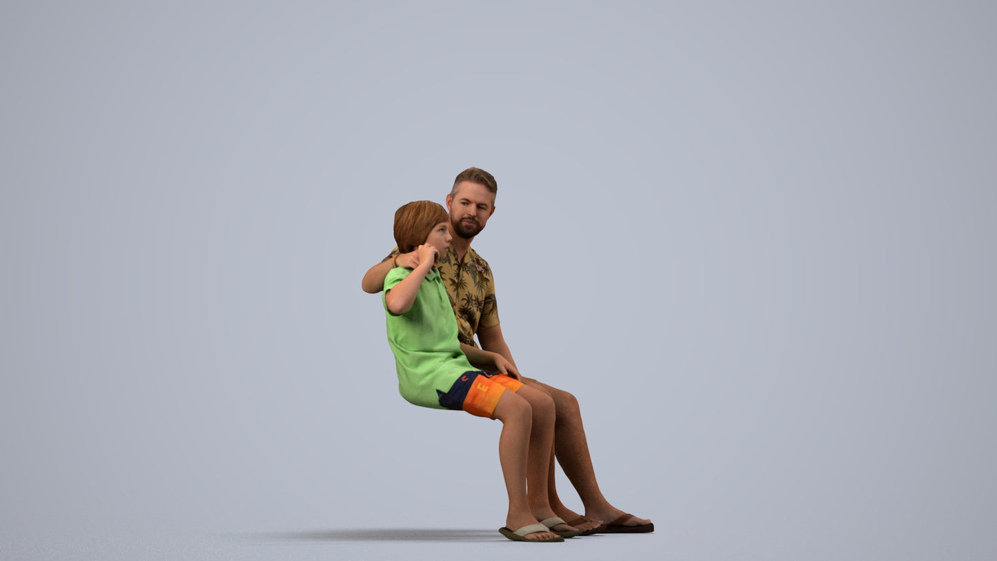 photogrammetry 3D boy kids, realistic human model archviz FBX, side view render