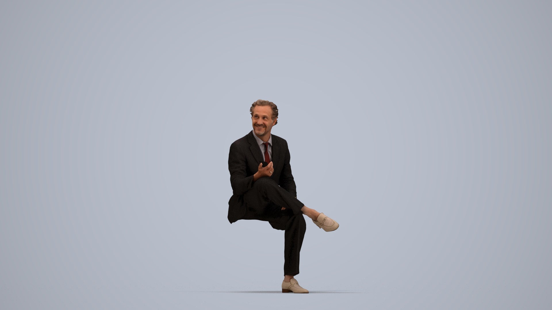 scanned 3D man business sitting, photogrammetry people for Enscape and V-Ray, top-down view render