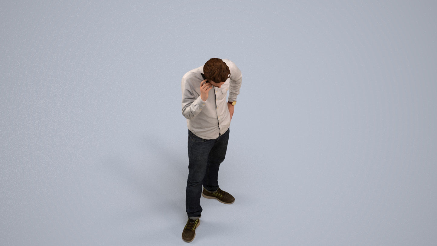scanned 3D man casual standing, photogrammetry people for Enscape and V-Ray, back view render