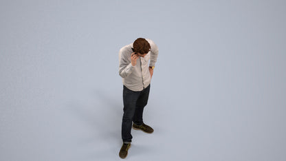 scanned 3D man casual standing, photogrammetry people for Enscape and V-Ray, back view render