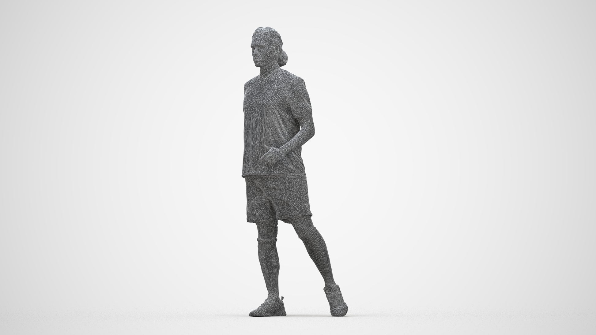 photogrammetry 3D man sport, realistic human model archviz FBX, wireframe back view