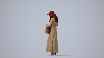 photogrammetry 3D woman casual standing, realistic human model archviz FBX, three-quarter view render