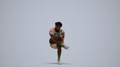 scanned 3D man casual sitting, photogrammetry people for Enscape and V-Ray, standing pose render