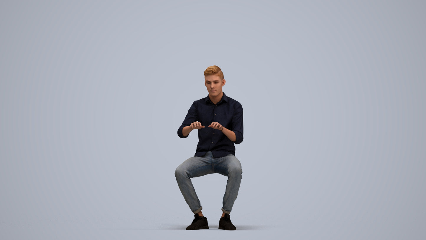 realistic 3D man casual business, scanned archviz people for Blender and 3ds Max, standing pose render
