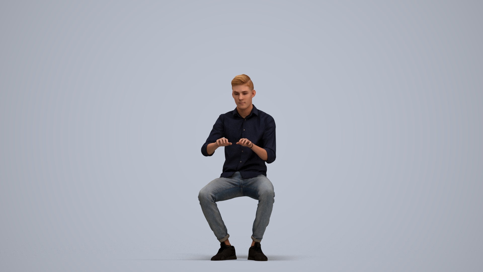 realistic 3D man casual business, scanned archviz people for Blender and 3ds Max, standing pose render