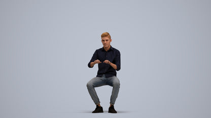 realistic 3D man casual business, scanned archviz people for Blender and 3ds Max, standing pose render