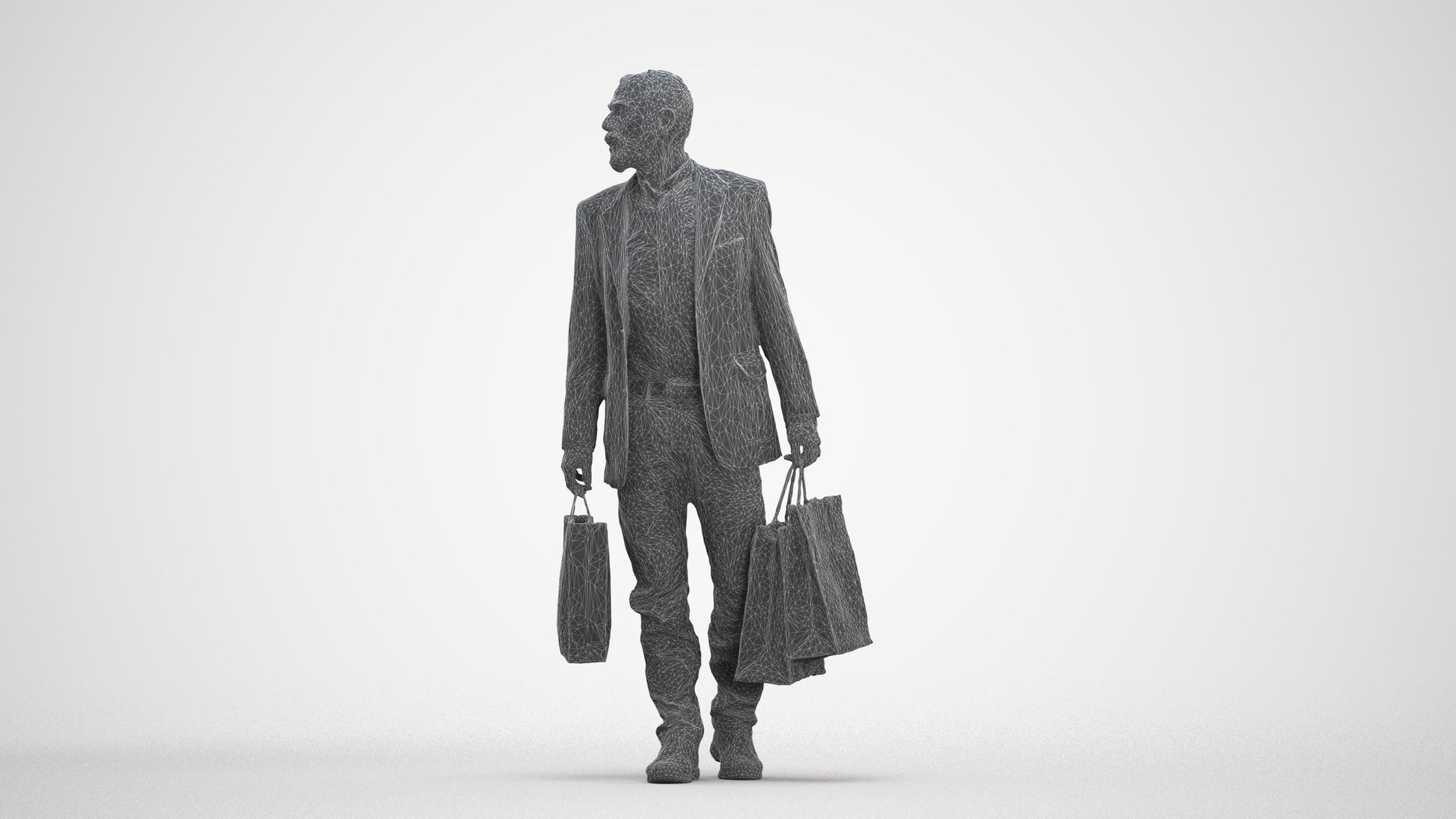 photogrammetry 3D senior man casual business, realistic human model archviz FBX, three-quarter front view render
