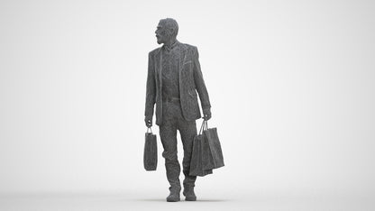 photogrammetry 3D senior man casual business, realistic human model archviz FBX, three-quarter front view render