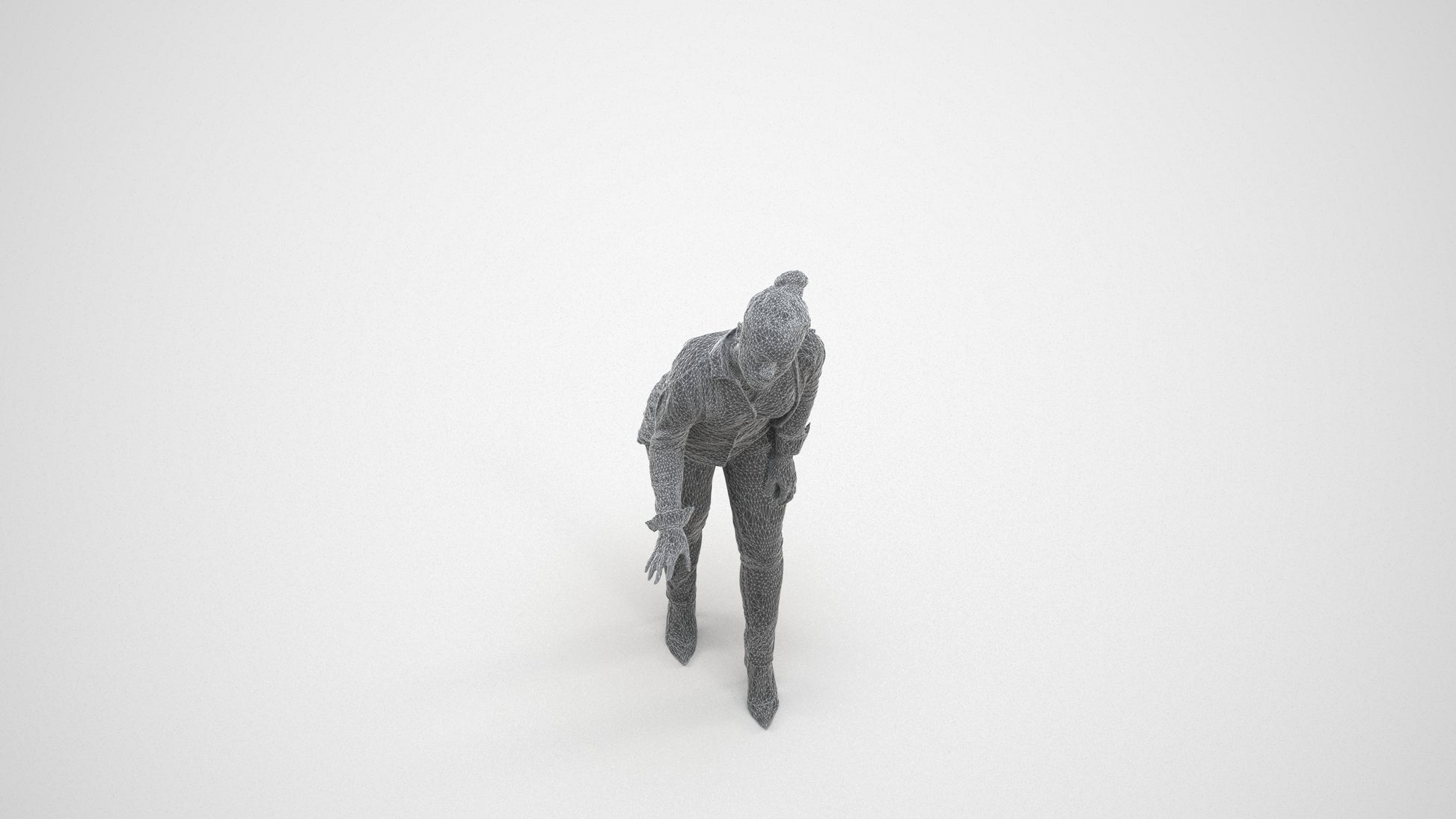 3D people model woman business standing, scanned human for 3ds Max rendering, wireframe three-quarter view